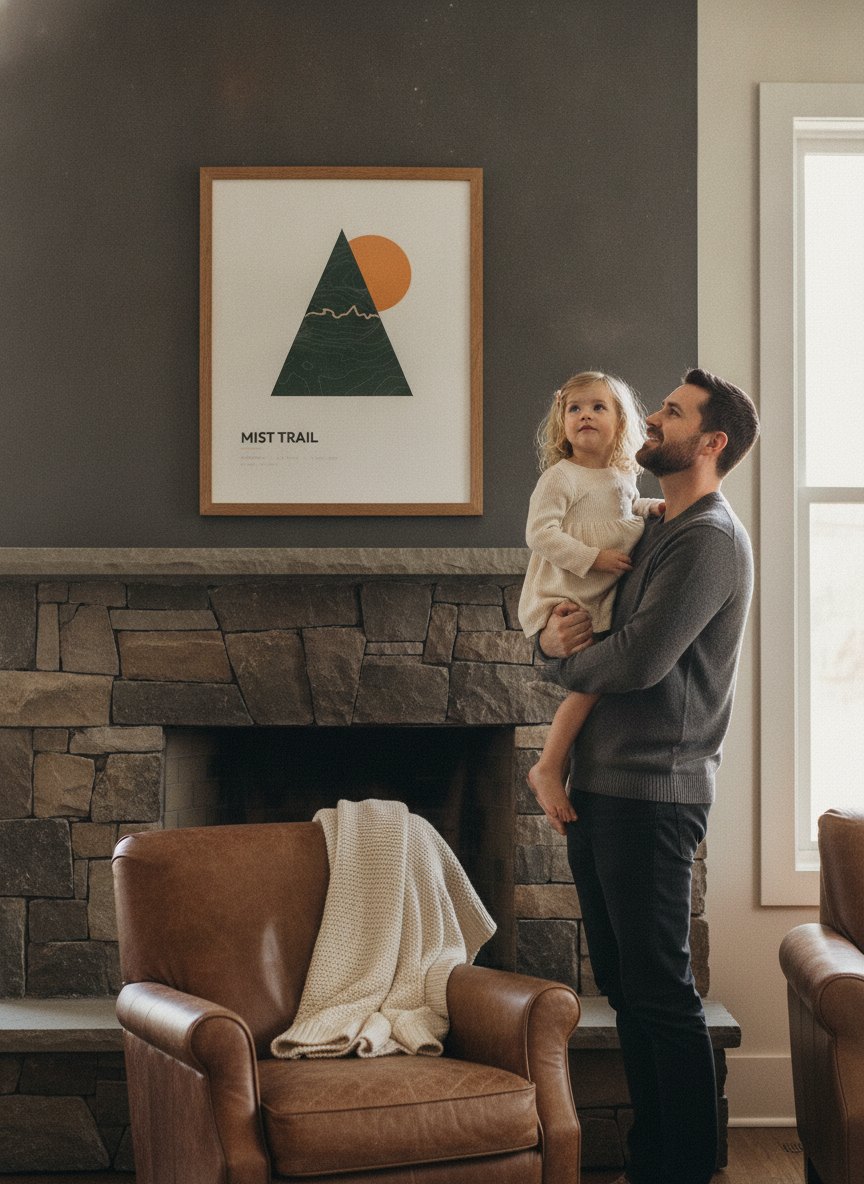 A father and child with their trail print