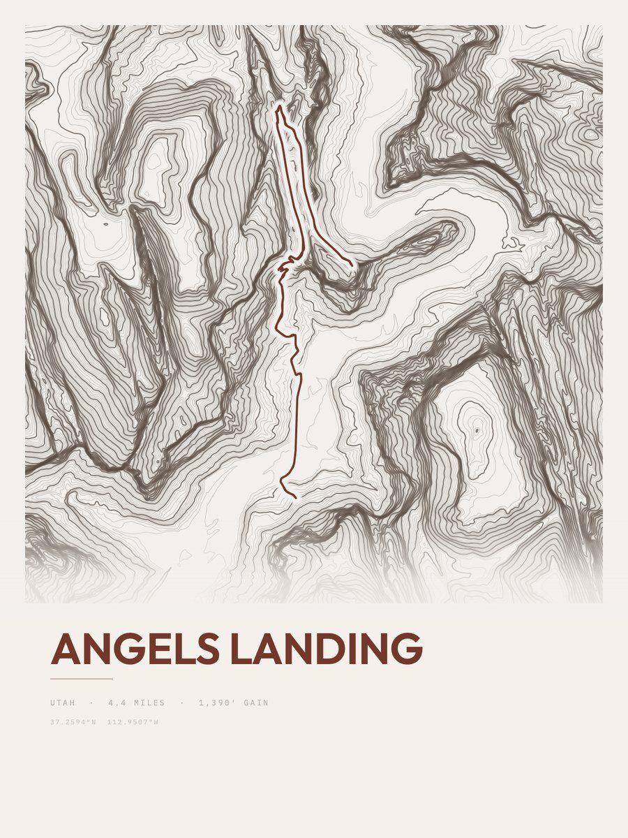 Angels Landing — Topographic print