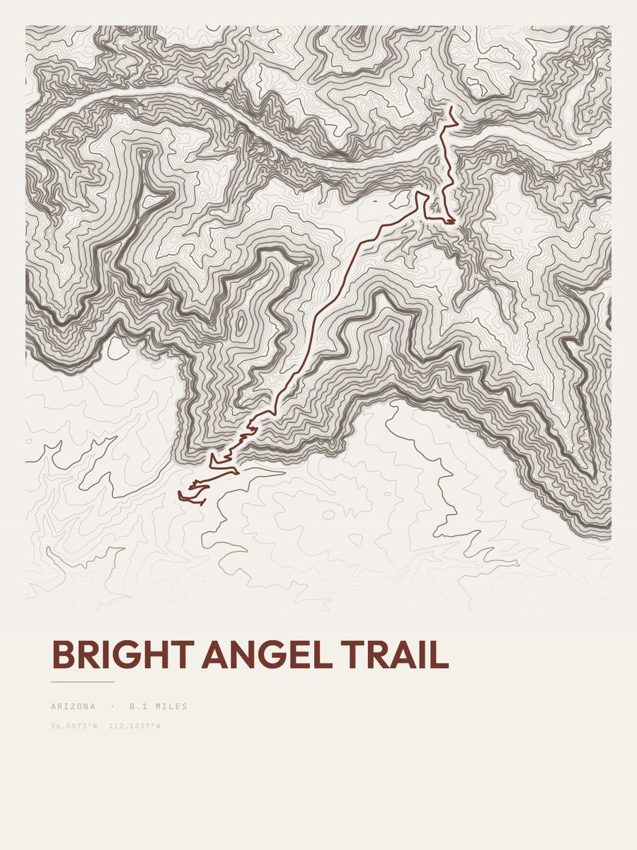 Bright Angel Trail — Topographic print