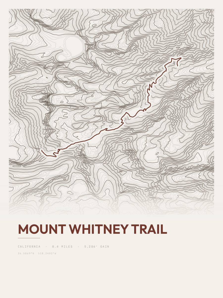 Mount Whitney Trail — Topographic print